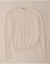 ZARA Womens Cardigan Sweater UK 14 Large White Viscose DI60