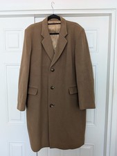 Vintage Wellington Executive mens long camel coat cashmere wool made in Britain