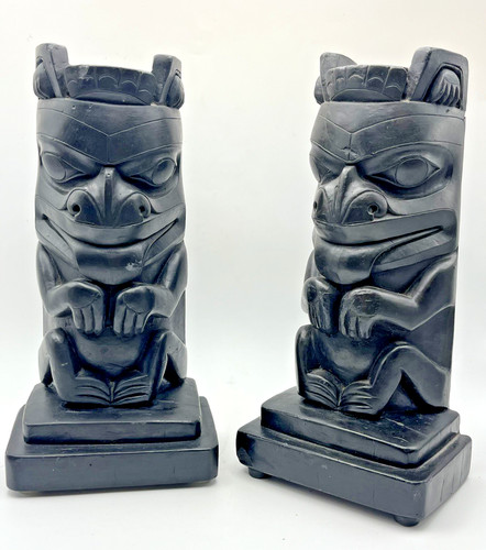 Haida carved argillite - , totem