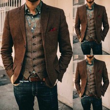 Vintage Brown Herringbone Wool