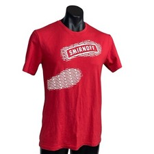 Smirnoff Vodka Bar Staff T Shirt Mens Size L Red Pub All Cotton S/S Pub Bar Wear