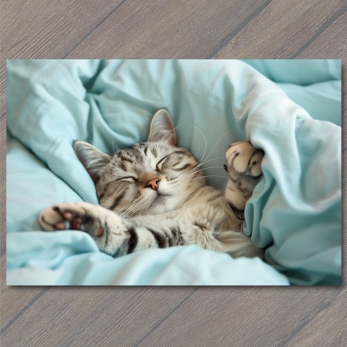 Art print cat bed sleeping - print,