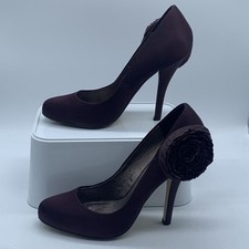 Coast Shoes Size 6 Dark Purple Plum Satin Rose Stiletto Occasion
