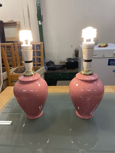 Ceramic bedside lamp pair - ceramic,