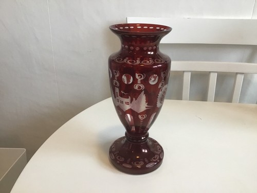 Ruby glass vase - ruby, good