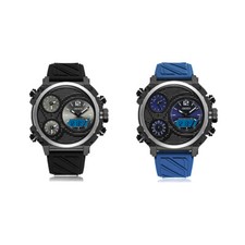 OHSEN Fashion Quartz Digital Watch Man LED 50m Swim Sport Silicone Band Military