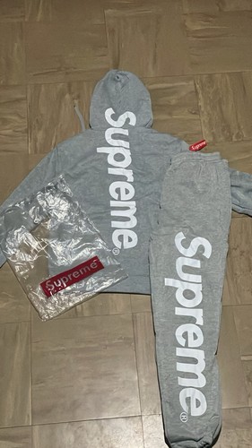 Supreme grey logo fleece - supreme,