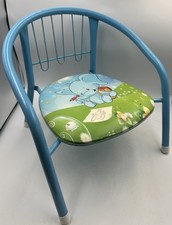 Small Child’s Chair with Squeaky Seat Blue Elephant Metal & Plastic Vgc