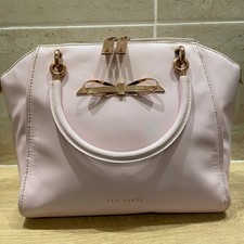Ted Baker Leather Tote Bag Pink Bow Detail Good Condition