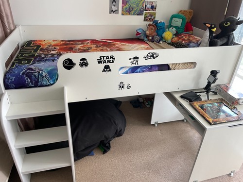 White cabin bed