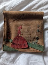Crinoline Lady Handkerchief Pouch Holder. Suede. Vintage