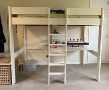 Stompa White High Sleeper Bed With Integrated Desk And Shelving.