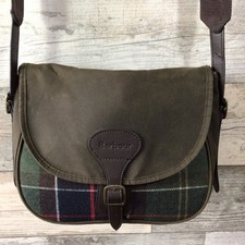 Barbour Olive Green/ Tartan “Whitley” Leather/Wool/Waxed Cotton Handbag VGC