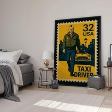 Taxi Driver Movie Retro Stamp
