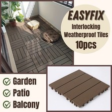 Composite Interlocking Patio, Balcony & Deck Tiles, Wood Effect PVC, Chocolate