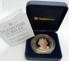 2012 Diamond Jubilee Gold Plated Colour QE2 Portrait Cook Islands $1 Boxed & Coa