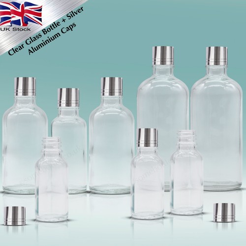 Clear glass bottle - clear, silver