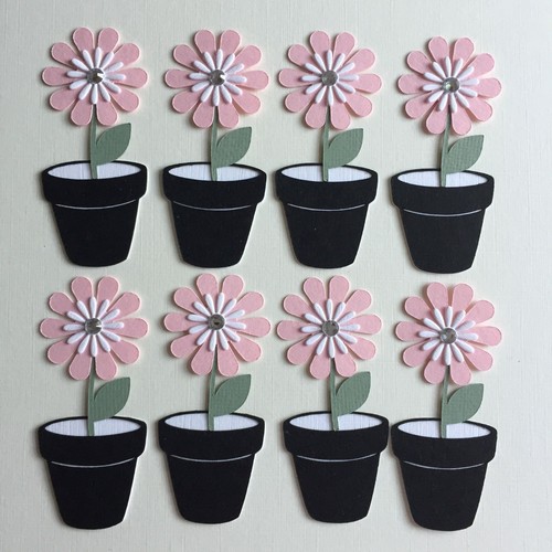 Pink flower pot die - flower, cut