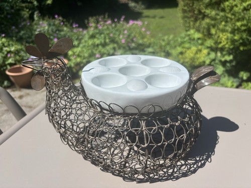 Wire ceramic hen egg - &,