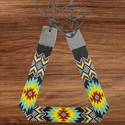 Beaded hat band geometric - beaded,