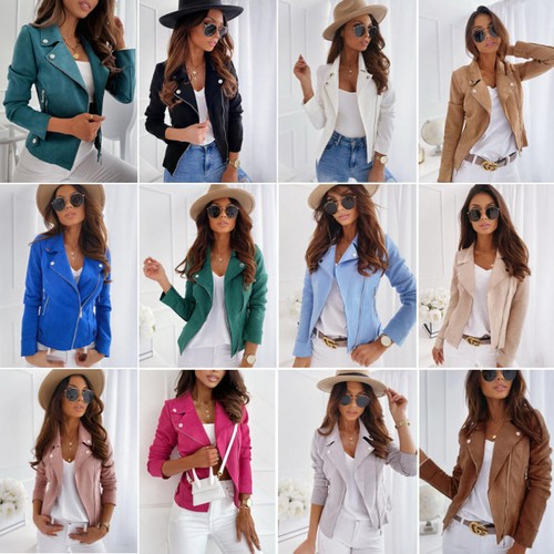 Women faux suede biker - women's,