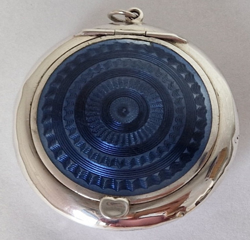 Antique 5cm blue guilloche - antique,