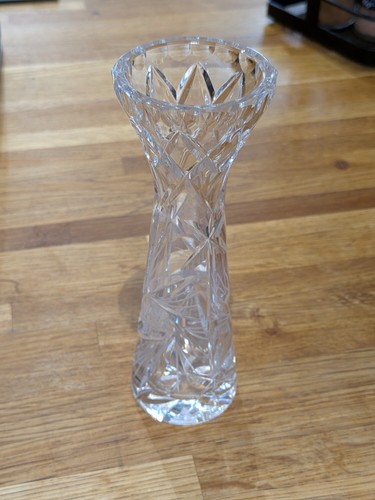 Vintage heavy cut crystal vase - heavy,