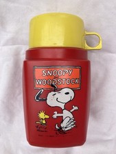 Vintage Snoopy and Woodstock Roughneck Flask 16cm Thermos 1970's Retro - USED