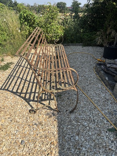 Iron church garden bench - garden,