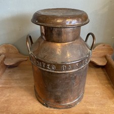 Rare Antique Copper  5 Gallon Milk Churn & Lid, United Dairies