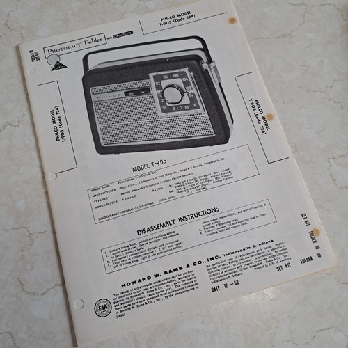 Philco manual 905 - t-905, portable