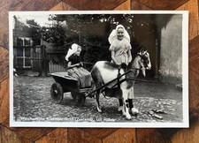 Child Riding On A Goat Pulled Cart Photo Real Photographic Postcard RPPC Antique