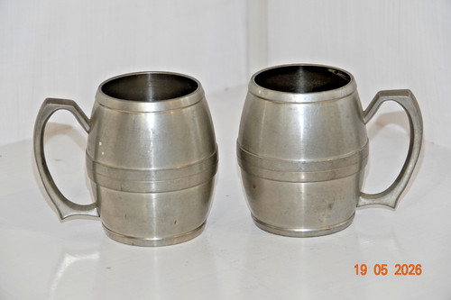 Pair antique solid pewter - antique,