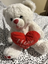 Plush Soft Toy; Valentine Teddy Bear; Seated; heart “I Love You”; Height 30cm