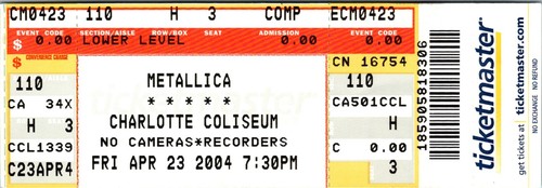 Metallica concert ticket apr - metallica,