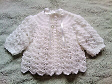 Handmade Hand Crocheted Unisex Baby 4ply Matinee Coat/Jacket/Cardigan 