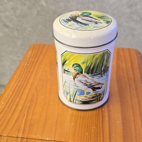 Vintage mallard duck metal tin - vintage,