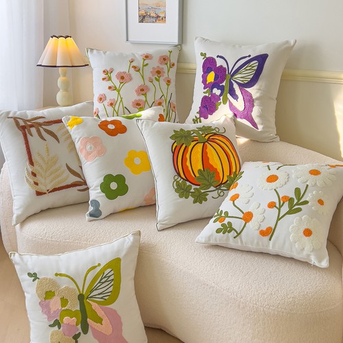 Floral embroidered cushion - floral,