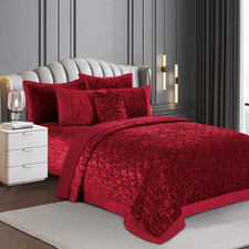 Quilted Velvet Luxury Bedspread Bed Throw Bedding Set King Size + Pillow Shams