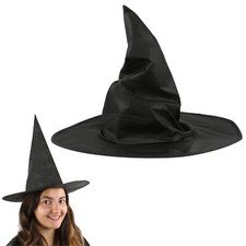 HALLOWEEN BLACK WITCH HAT ADULTS SIZE 58CM WICKED WITCH WIZARD ACCESSORY LOT
