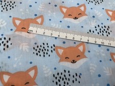 X5 Metres  Polycotton Fabric Blue / Fox/Animal Job Lot Bulk/ Craft Winter