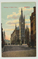Early Colour Postcard, Exchange & Market Street, Bradford