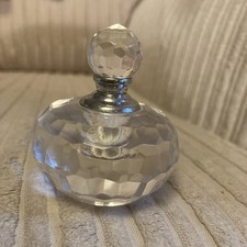 Vintage Crystal Cut Glass Pretty Perfume Scent Bottle Art Deco With Stopper