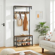 Hall Tree Hat and Coat Stand Hallway Shoe Rack Bench with Shelves Hooks HSR45BX