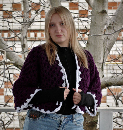 Handmade crochet purple granny - purple,