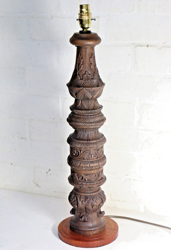 Table lamp antique wooden oak - table,