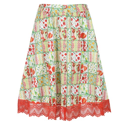Patchwork floral swing skirt - patchwork,