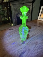 Mary Gregory Uranium Glass Perfume Bottle With Stopper