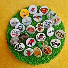 20 x 19mm ASSORTED DESIGNS  PLASTIC STUDDED  GOLF BALL MARKERS   FREE U.K. P&P