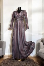 Style Cheat lurex multicolour striped metallic long maxi party retro dress S